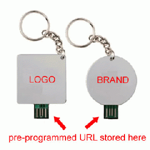 URL preprogrammed USB Webkey for digital direct mail gift promotion 